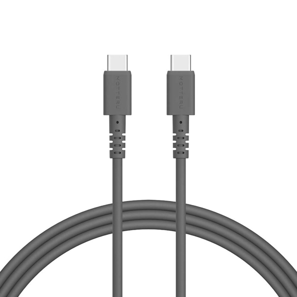 MOTTERU しなやかで絡まない シリコンケーブル 急速充電 データ転送対応 USB-C to USB-C 2m カラバリ全4色 2年保証 スモーキーブラック
