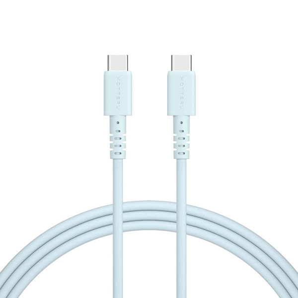 MOTTERU しなやかで絡まない シリコンケーブル 急速充電 データ転送対応 USB-C to USB-C 2m カラバリ全4色 2年保証 パウダーブルー