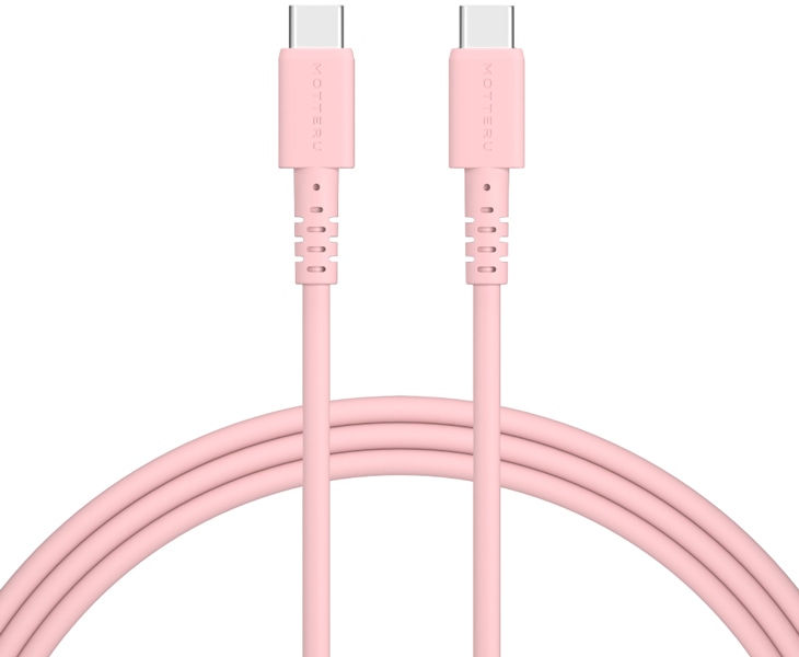MOTTERU USB Type-C to Type-Cシリコンケーブル 200cm シェルピンク 2年保証