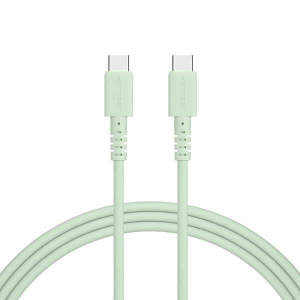MOTTERU しなやかで絡まない シリコンケーブル 急速充電 データ転送対応 USB-C to USB-C 2m カラバリ全4色 2年保証 ピスタチオ