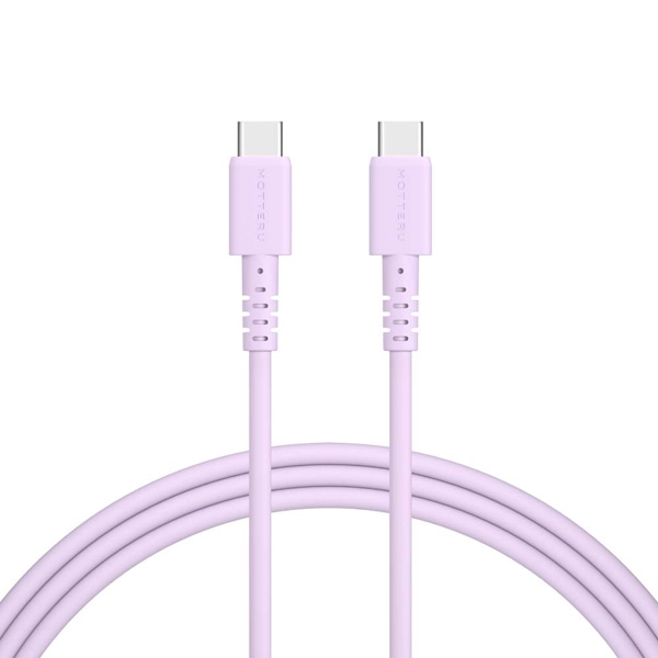MOTTERU しなやかで絡まない シリコンケーブル 急速充電 データ転送対応 USB-C to USB-C 2m カラバリ全4色 2年保証 ペールアイリス