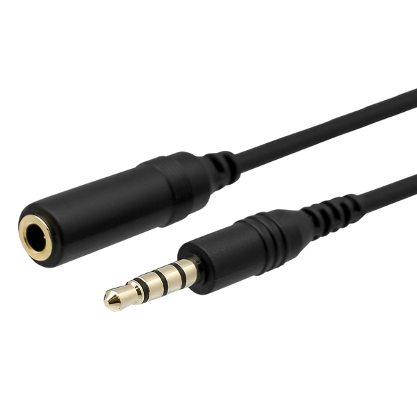 オーディオ延長ケーブル/4極/リモコン＆マイク付きイヤホン対応/1.5m/ブラック