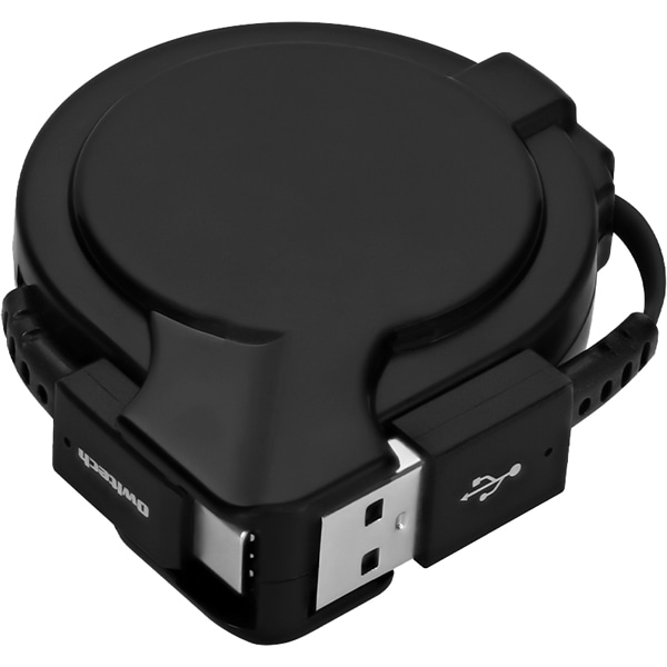 スマートフォン用USBケーブル/巻き取りタイプ/片引き巻き取り/A-C/（Aオス-Cオス）/データ通信ケーブル/断線に強い/コンパクト/0.75m/75cm/ブラック