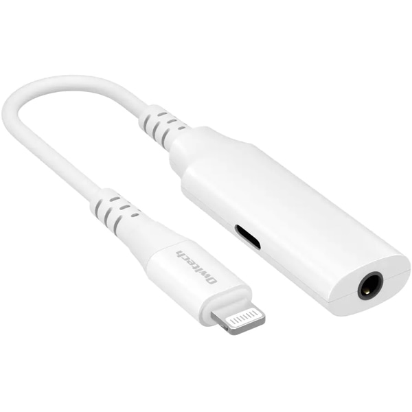 イヤホン/オーディオ変換アダプター/Lightning/充電用Lightningポート/DAC搭載/高耐久/3.5mm/ホワイト