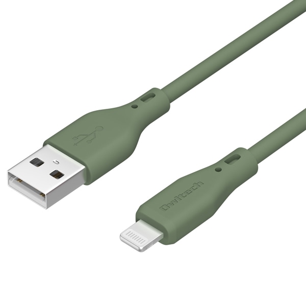Lightningケーブル/USB Type-A to Lightning/MFi認証/シリコン/断線に強い/1m/オリーブグリーン