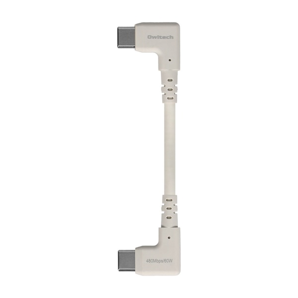スマホ・タブレット用USBケーブル/断線に強い/USB2.0規格準拠/USB（C-C）/Power Delivery対応/PD60W/L字型/データ転送/温度センサー搭載/9cm/キナリ