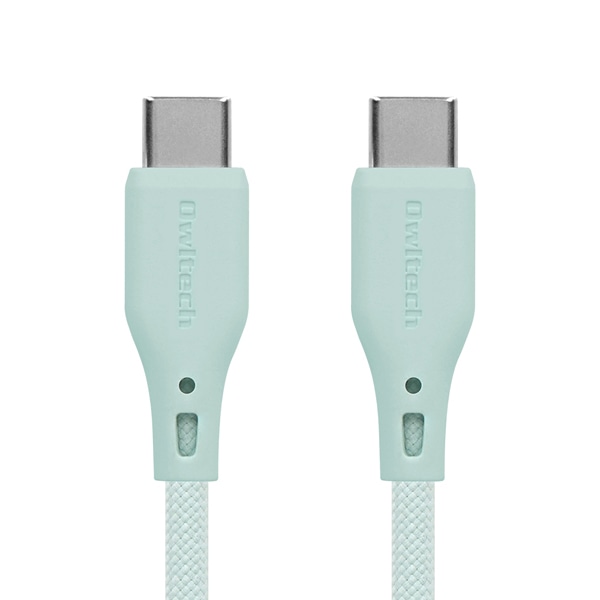 スマホ・タブレット用USBケーブル/USB2.0規格準拠/USB（C-C）/Power Delivery対応/PD60W/データ転送/温度センサー搭載/シリコン/1.5m/150cm/アイスミントブルー