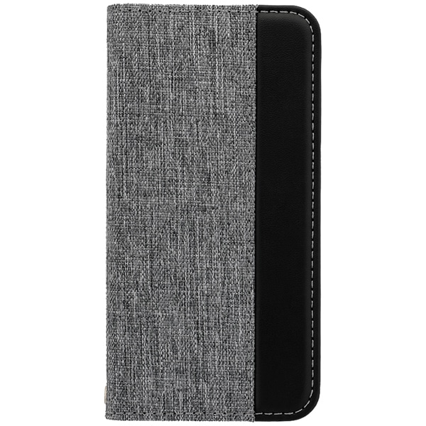 ファブリック素材と縦にあしらったバイカラーデザイン iPhone 9/8/7/6s(SE2)専用 THE 手帳型ケース グレー×ブラック 製品サイズ約73(W)x19(D)x141.5(H)mm