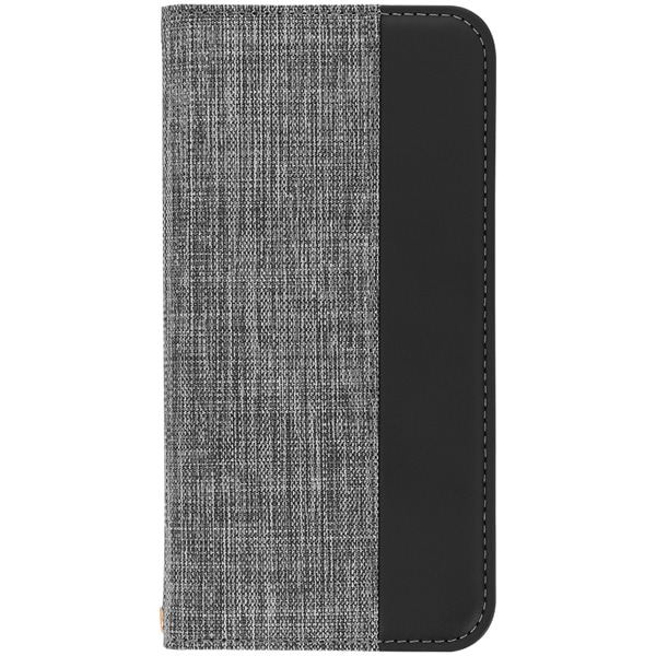ファブリック素材とPUレザーを縦にあしらったバイカラーデザイン iPhone 13 Pro Max専用 THE PUレザー手帳型ケース グレー×ブラック 約85(W)×18(D)×165(H)mm