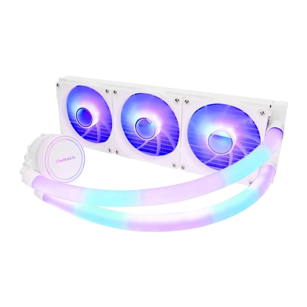 ARGB LED内蔵ヘッド＆チューブ 360mmサイズ 水冷CPUクーラー ホワイト 製品サイズ約120(W)×397(D)×27(H)mm