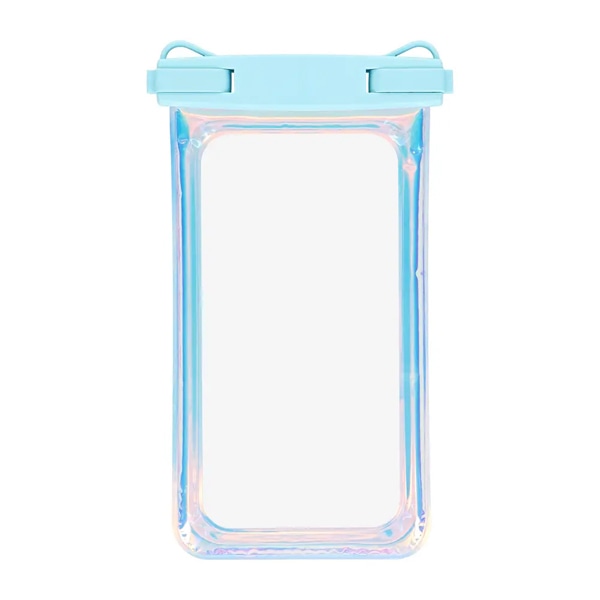 防水ケース/6.7インチまで対応/オーロラカラー/IP68/ストラップ付/ブルー