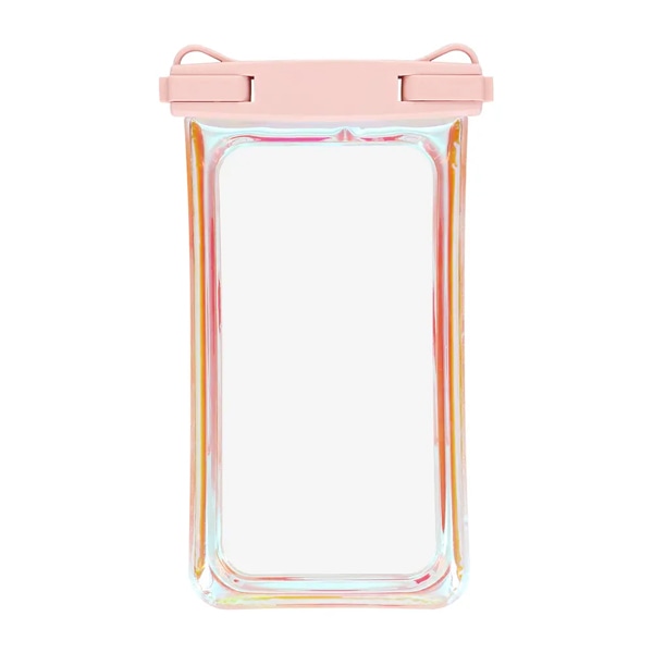 防水ケース/6.7インチまで対応/オーロラカラー/IP68/ストラップ付/ピンク