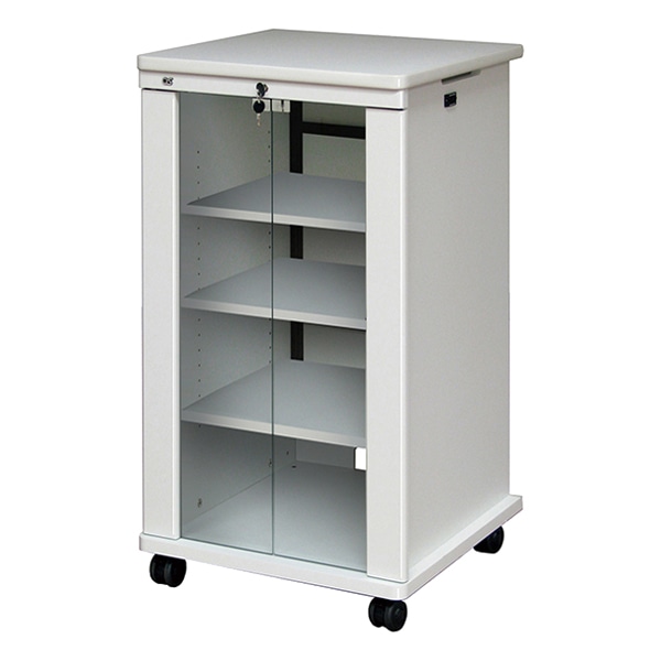 AVキャビネット/ノーマルキャビネット1000タイプ/棚板/60φキャスター/ホワイト/ガラス扉