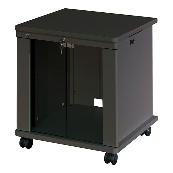 AVキャビネット/EIA11U/60φキャスター/ブラック/ガラス扉