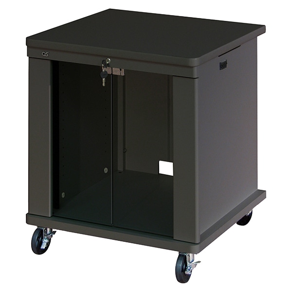 AVキャビネット/EIA11U/100φキャスター/ブラック/ガラス扉