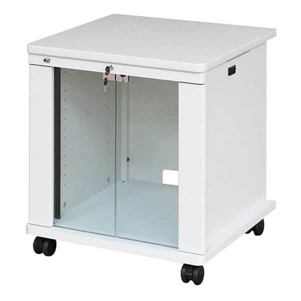 AVキャビネット/EIA11U/60φキャスター/ホワイト/ガラス扉
