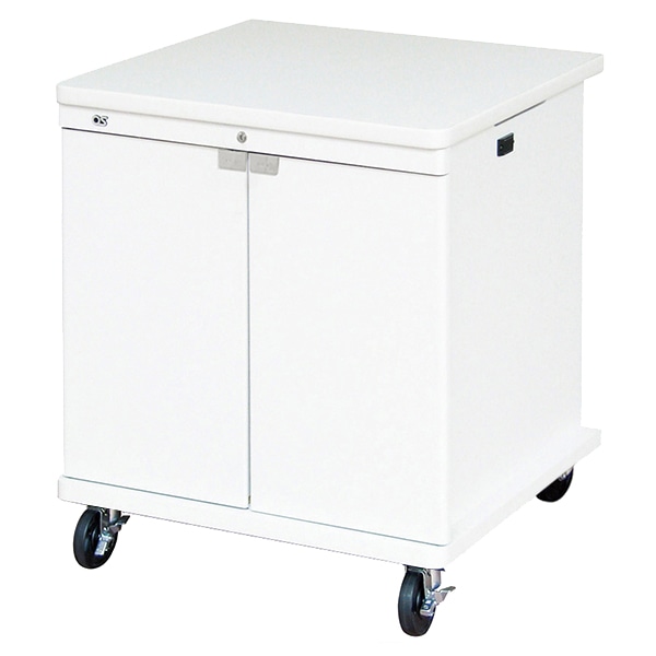 AVキャビネット/EIA11U/100φキャスター/ホワイト/木扉