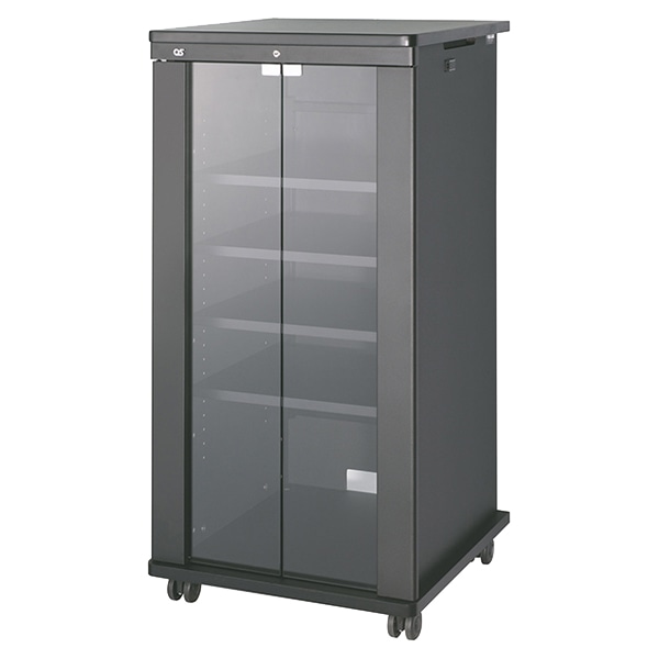 AVキャビネット/ノーマルキャビネット1200タイプ/棚板/60φキャスター/ブラック/ガラス扉