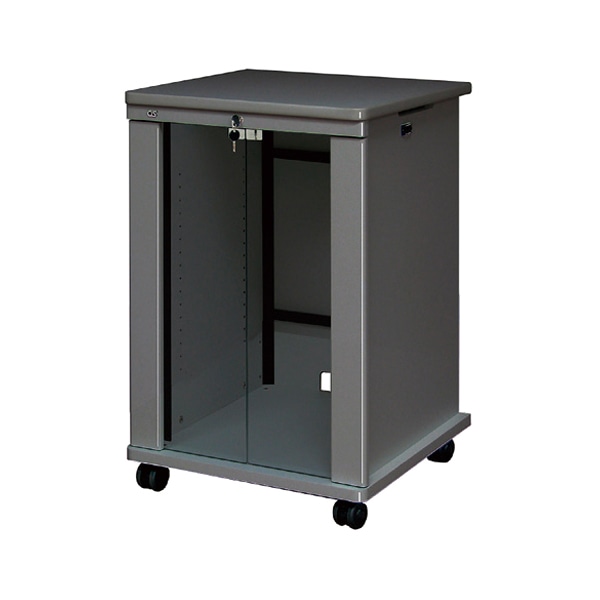 AVキャビネット/EIA16U/60φキャスター/ブラック/ガラス扉