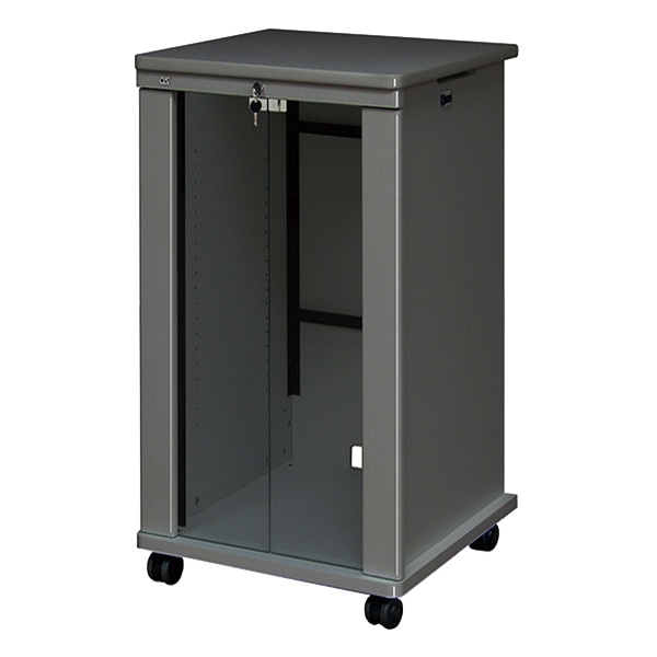 AVキャビネット/EIA19U/60φキャスター/ブラック/ガラス扉