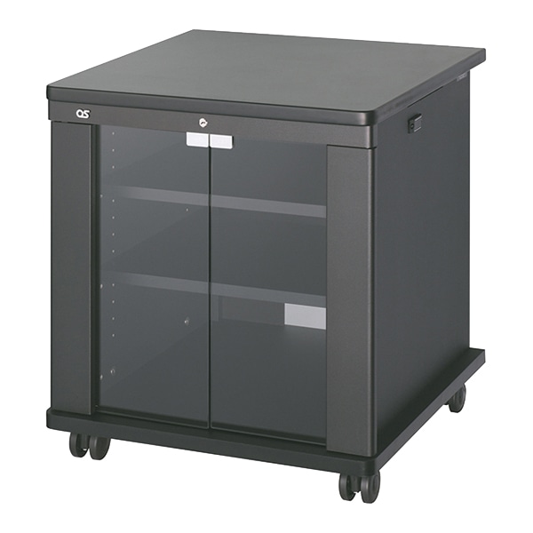 AVキャビネット/ノーマルキャビネット700タイプ/棚板/60φキャスター/ブラック/ガラス扉