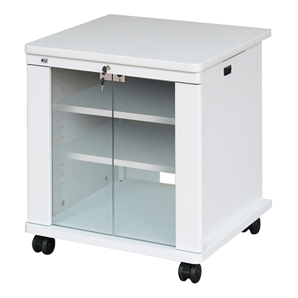 AVキャビネット/ノーマルキャビネット700タイプ/棚板/60φキャスター/ホワイト/ガラス扉