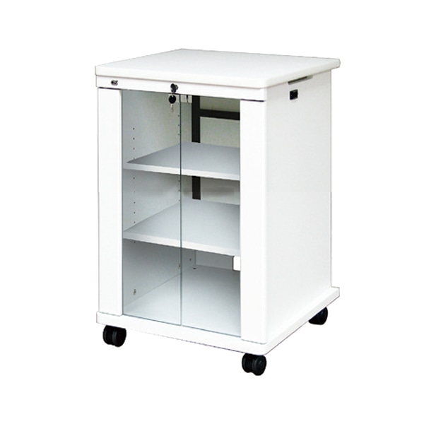 AVキャビネット/ノーマルキャビネット900タイプ/棚板/60φキャスター/ホワイト/ガラス扉