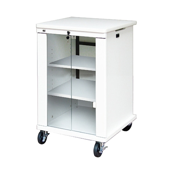 AVキャビネット/ノーマルキャビネット900タイプ/棚板/100φキャスター/ホワイト/ガラス扉