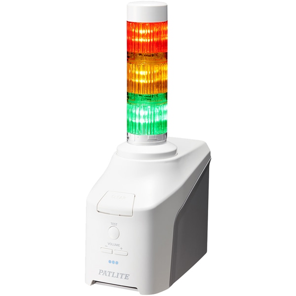 音声対応ネットワーク制御信号灯 直径40mm/3段/赤黄緑/デジタルIO搭載モデル/ACアダプタ付属