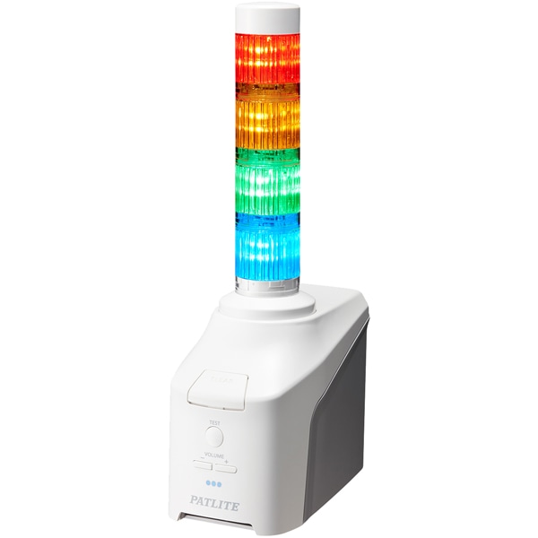 音声対応ネットワーク制御信号灯 直径40mm/4段/赤黄緑青/デジタルIO搭載モデル/ACアダプタ付属