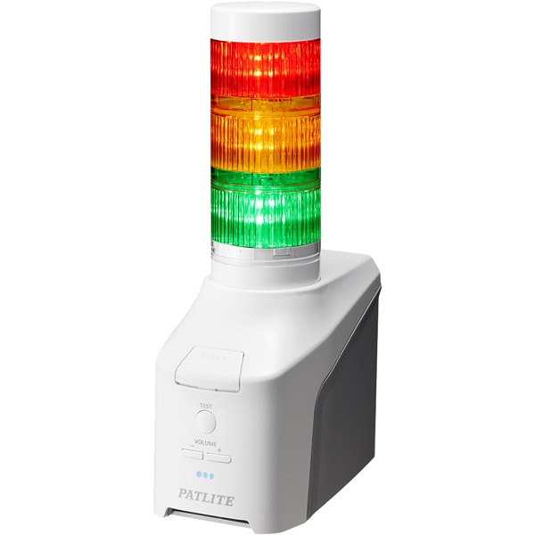 音声対応ネットワーク制御信号灯 直径60mm/3段/赤黄緑/デジタルIO搭載モデル/ACアダプタなし