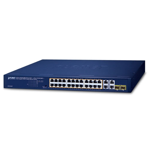 24ポート1000T 802.3at PoE + 2ポート1000T + 2ポートギガビットTP/SFPコンボ イーサネットスイッチ