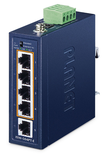 コンパクト産業用 4ポート100TX 802.3at PoE + 1ポート100TX イーサネットスイッチ