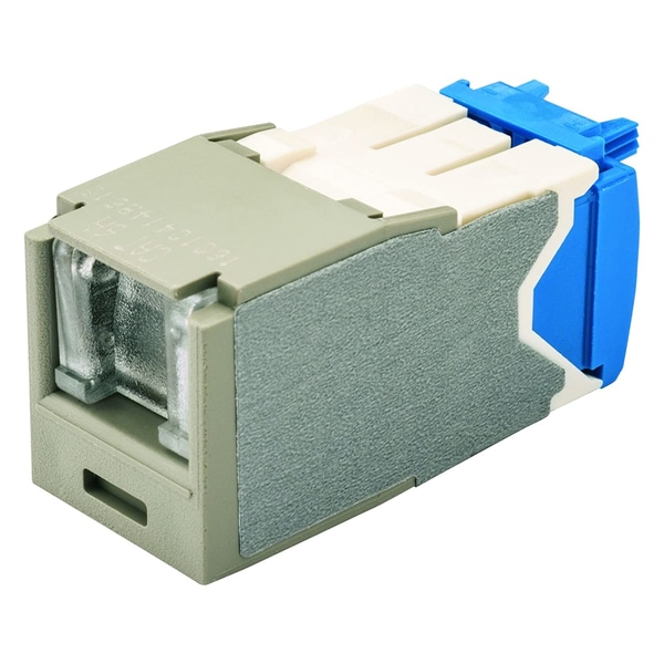 カテゴリ6A モジュラージャック スプリングシャッター付き ライトグレー