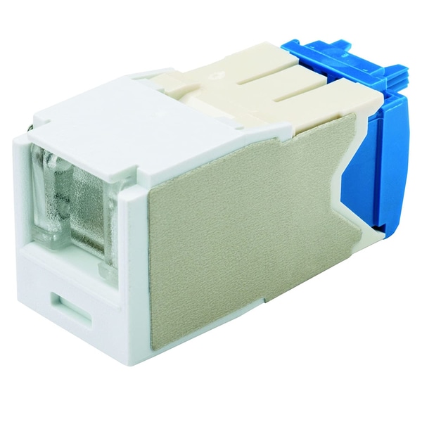 カテゴリ6A モジュラージャック スプリングシャッター付き 白