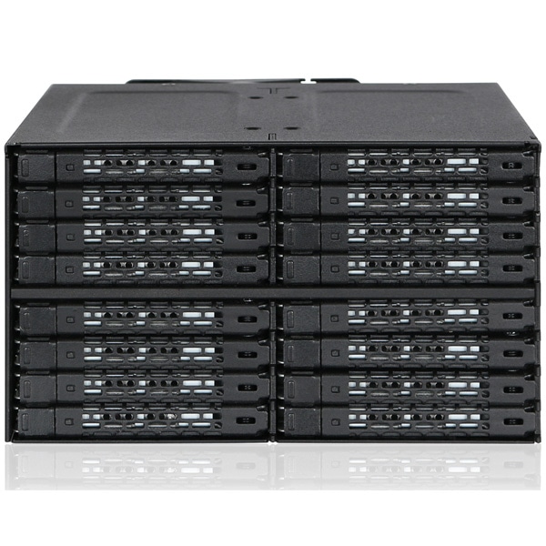 ICYDOCK　16 x 2.5インチ SSD/HDD 搭載用リムーバブルケース 2 x 5.25 インチベイサイズ