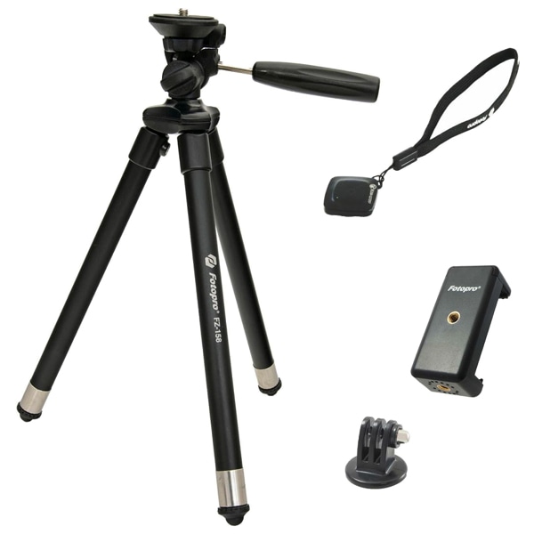 Fotopro 三脚 FZ-158+ ブラック スマートフォンホルダー・GoProアダプター・Bluetoothリモコン付
