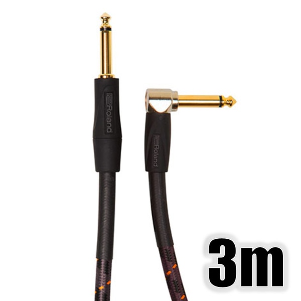 楽器用ケーブル/24K金メッキ/3m/TSフォン-TSフォン/片L字型