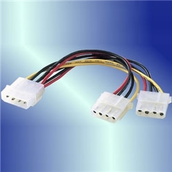 SCSI・IDE電源分岐ケーブル ソケット大4Pオス-ソケット大4Pメス×2