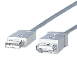 USB延長ケーブル 2m Aタイプ オス-Aタイプ メス アイボリー シールド線20AWG