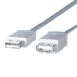 USB延長ケーブル 5m Aタイプ オス-Aタイプ メス アイボリー シールド線20AWG