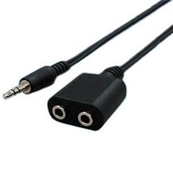 オーディオ変換ケーブル 0.3m ステレオミニプラグ-ステレオミニジャック×2