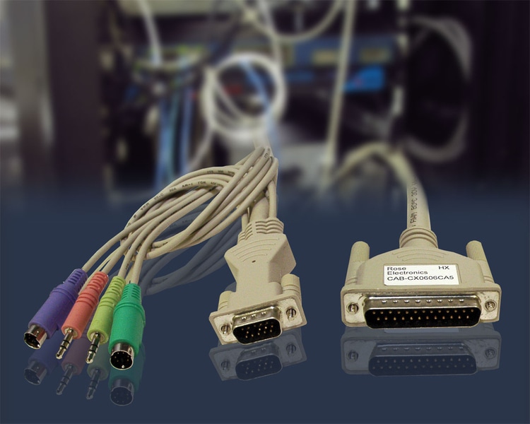 Replacement KVM Interface cable for Receiver end. DB25 to HD15 with single PS/2 for KB/Mouse