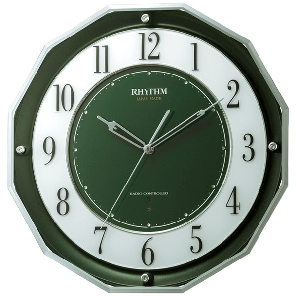 日本製 電波時計 掛け時計 広範囲受信 サイレントステップ秒針 34.1x34.1cm スリーウェイブM846