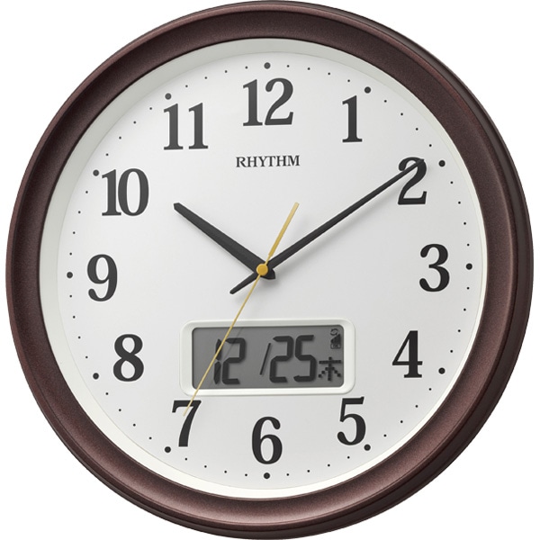 電波時計 掛け時計 連続秒針 温度・湿度/カレンダー表示切替 直径32.5cm フィットウェーブリブA02