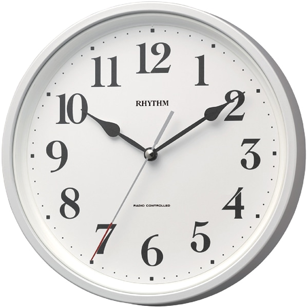 電波時計 掛け時計 連続秒針 小型 直径25cm フィットウェーブ566 白色