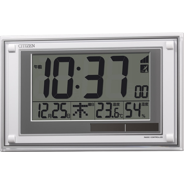 シチズン 電波時計 掛け時計 置き時計 ソーラー補助電源 温度 湿度 カレンダー