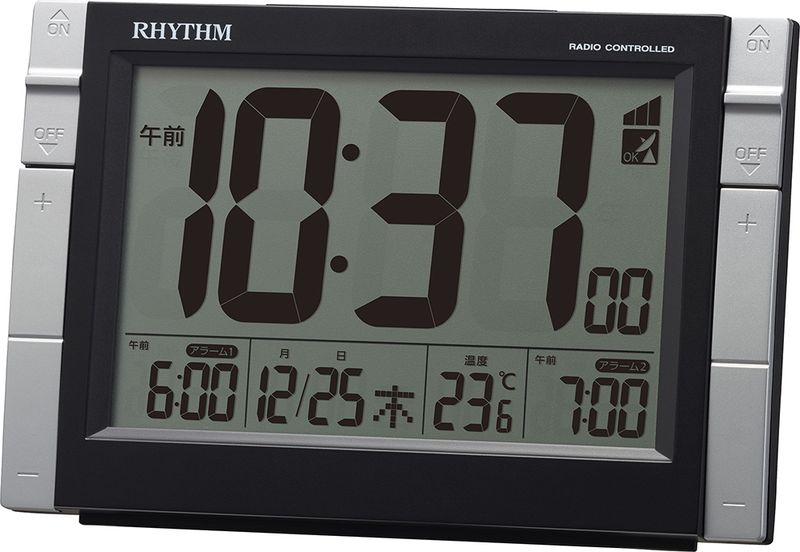 電波時計 目覚まし時計 電子音ダブルアラーム 温度 カレンダー ライト付き フィットウェーブD223
