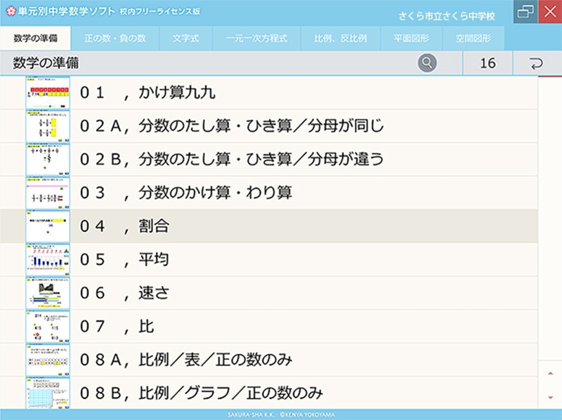単元別中学数学ソフト 校内フリーライセンス版 数学の準備 CD-ROM版