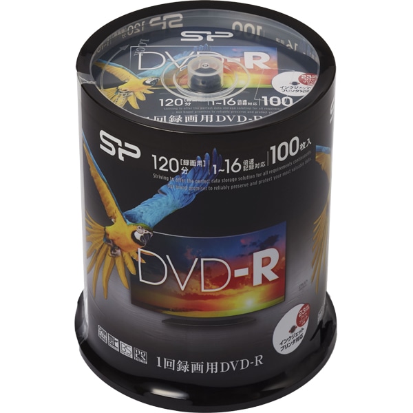 録画用DVD-R 1-16倍速記録対応 インクジェットプリンタ対応 100枚スピンドル